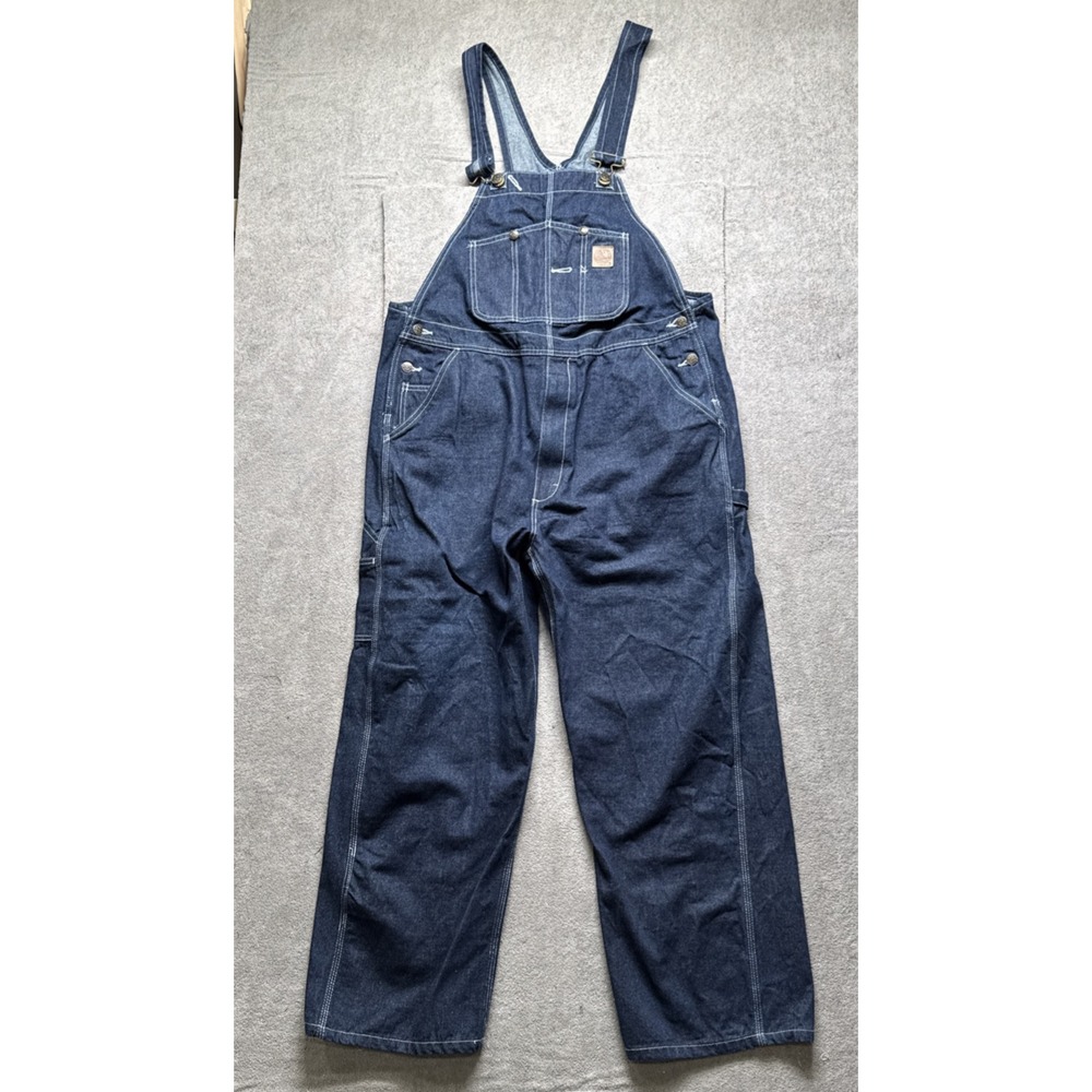 Dark Wash Denim Overalls Mens 42x32 Berne Carpenter Bib Workwear Utility‎ Fit